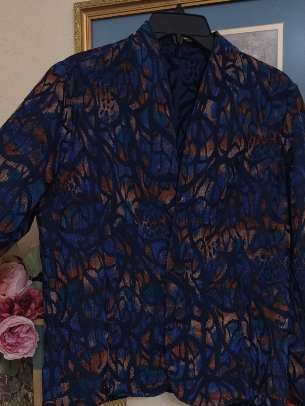 vintage reversible jacquard jacket rich abstract Office Y2k Large - Picture 5 of 10